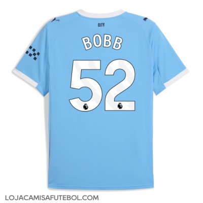 Camisa de Futebol Manchester City Oscar Bobb #52 Equipamento Principal 2025-26 Manga Curta Camisa de Futebol Manchester City Oscar Bobb #52 Equipamento Principal 2025-26 Manga Curta